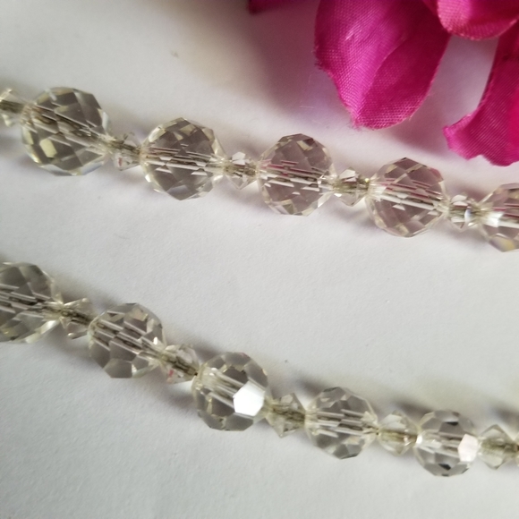 Vintage sparkly clear beads necklace choker art deco short adjustable - Picture 13 of 13